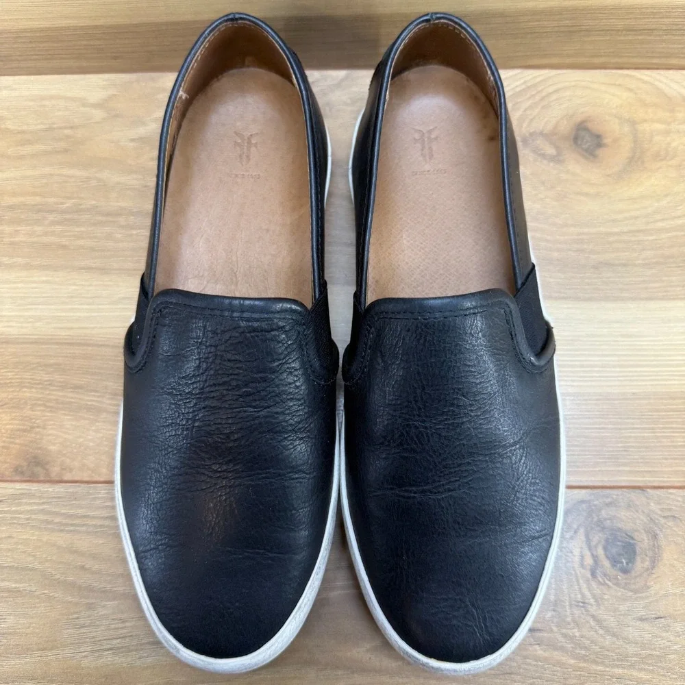 Frye Dylan Black Leather Slip On‎ Womens 7 M Low Top Sneakers
